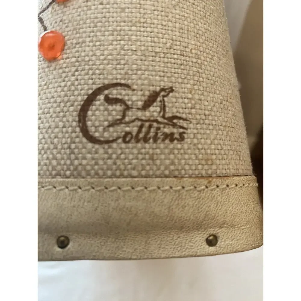 VTG Collin MCM Purse Handbag Flower Canvas Blossoms-Bright Wood Bottom READ - Picture 9 of 16